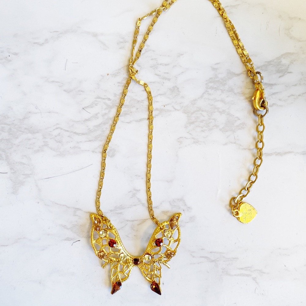 Gold plated Swarovski crystal Butterfly necklace